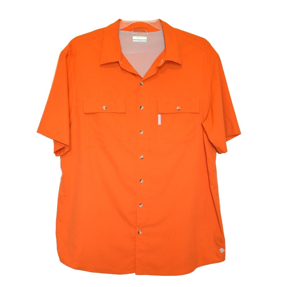 Columbia Omni-Shade Orange Shirt Men's XL Short Sleeves Button Front